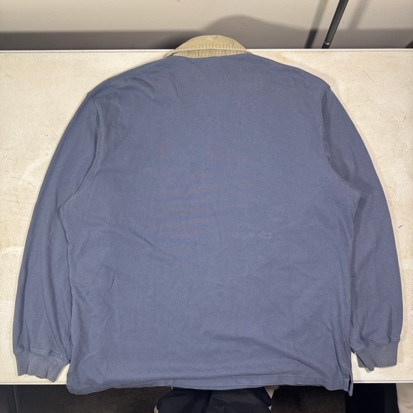 Polo Ralph Lauren Mens Large Blue Long Sleeve Rugby Shirt Vintage Pink Pony Logo - Picture 9 of 12
